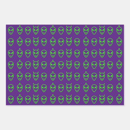 Alien Faces Trio Geschenkpapier Set (Vorderseite 2)