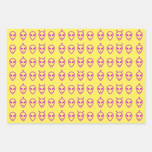 Alien Faces Trio Geschenkpapier Set (Vorderseite)