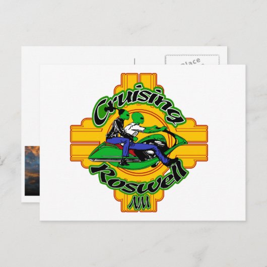 Alien Fahrrad Postkarte (Vorne/Hinten)