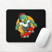 Alien fährt Skateboard Ufo Außerirdischer Skate Mousepad (Mit Mouse)