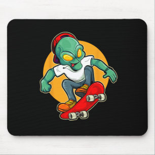 Alien fährt Skateboard Ufo Außerirdischer Skate Mousepad