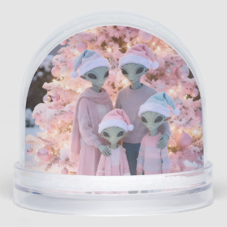 Alien Family Christmas Holiday Portrait Schneekugeln