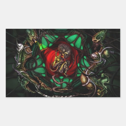 Alien Family Decal Rechteckiger Aufkleber (Vorderseite)