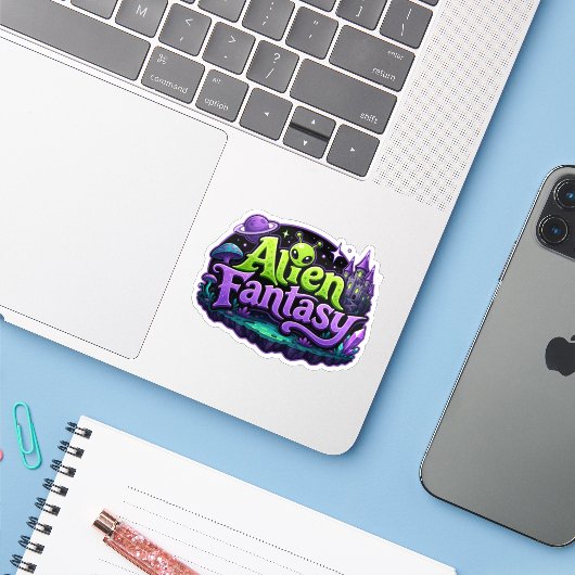 Alien-Fantasy-Liebhaber Aufkleber (Laptop mit iPhone)