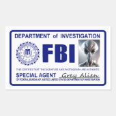 Alien FBI Credentials Rechteckiger Aufkleber (Vorderseite)