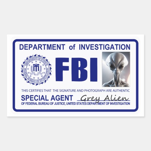 Alien FBI Credentials Rechteckiger Aufkleber (Vorderseite)
