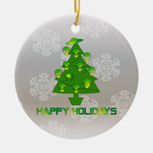 Alien-Feiertags-Baum Keramikornament (Vorne)