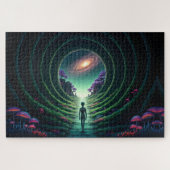 Alien Figure geht zu einem Sternenfernplaneten Puzzle (Horizontal)