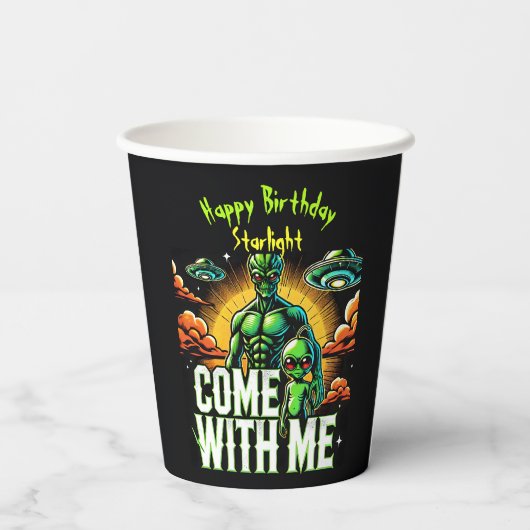 Alien Figures: Abenteuer im Weltraum Pappbecher (Rückseite)