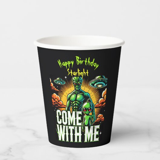 Alien Figures: Abenteuer im Weltraum Pappbecher (Vorderseite)