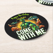 Alien Figures: Abenteuer im Weltraum Runder Pappuntersetzer (Angewinkelt)