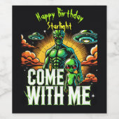 Alien Figures: Abenteuer im Weltraum Weinetikett (Einzelnes Label)