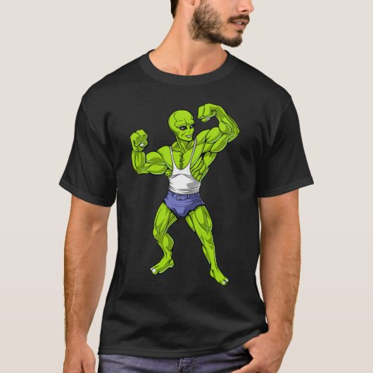 Alien Fitness Bodybuilder T-Shirt (Vorderseite)