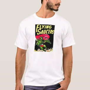 Alien-Fliegensaucers-Vintage Comic-Buch-Kunst T-Shirt