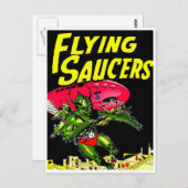 Alien Flying Saucers Vintag Comic Buchkunst Postkarte (Vorne/Hinten)