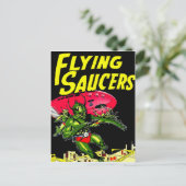 Alien Flying Saucers Vintag Comic Buchkunst Postkarte (Stehend Vorderseite)
