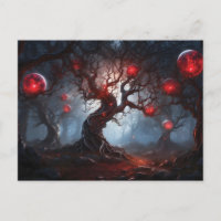 Alien Forest, geflechtete Bäume, leuchtende rote O