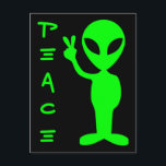 Alien Frieden Postkarte<br><div class="desc">Diese kleine Alien kommt in Frieden zu Besuch.</div>