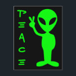 Alien Frieden Postkarte<br><div class="desc">Diese kleine Alien kommt in Frieden zu Besuch.</div>