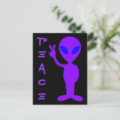 Alien Frieden Postkarte (Stehend Vorderseite)