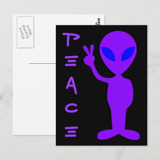 Alien Frieden Postkarte (Vorne/Hinten)