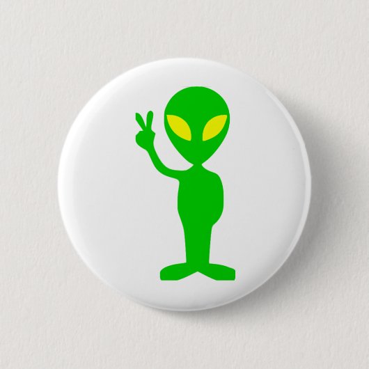Alien-Friedenszeichen Button (Vorderseite)