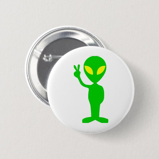 Alien-Friedenszeichen Button (Vorne & Hinten)