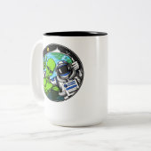 Alien-Friedenszeichen-Raum-Astronaut Zweifarbige Tasse (Vorderseite Links)