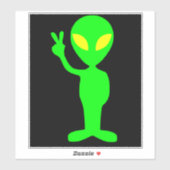 ALIEN FUNNY UFO PEACE CAR DECAL STICKER (Blatt)