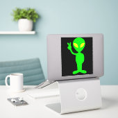 ALIEN FUNNY UFO PEACE CAR DECAL STICKER (Laptop auf Schreibtisch)