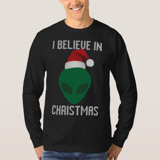 Alien Funny Ugly Christmas Sweater Party T-Shirt (Vorderseite)