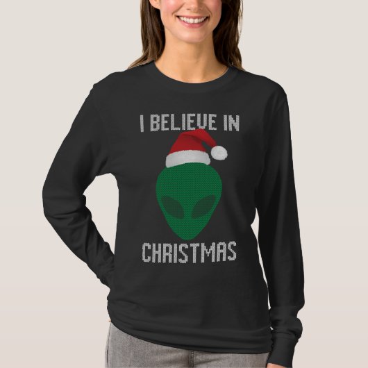 Alien Funny Ugly Christmas Sweater Party T-Shirt (Vorderseite)