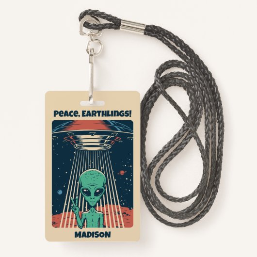 Alien für benutzerdefiniertes Text Ausweis (Vorderseite mit Schlüsselband)