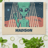 Alien für benutzerdefiniertes Text Geschirrtuch (Gefaltet)