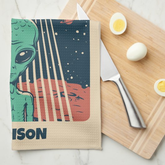 Alien für benutzerdefiniertes Text Geschirrtuch (Viertel Falte)