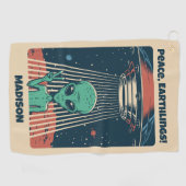 Alien für benutzerdefiniertes Text Golfhandtuch (Horizontal)