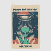 Alien für benutzerdefiniertes Text Golfhandtuch (Vorderseite)