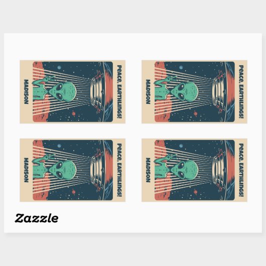 Alien für benutzerdefiniertes Text Rechteckiger Aufkleber (Blatt)