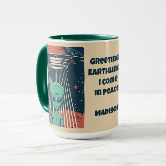 Alien für benutzerdefiniertes Text Tasse (Vorderseite Links)