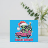 Alien Galactic Greetings Feiertagspostkarte (Stehend Vorderseite)