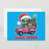 Alien Galactic Greetings Feiertagspostkarte (Vorne/Hinten)