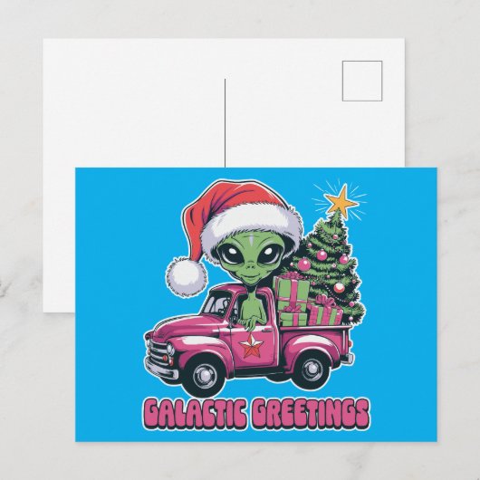 Alien Galactic Greetings Feiertagspostkarte (Vorne/Hinten)