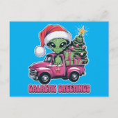 Alien Galactic Greetings Feiertagspostkarte (Vorderseite)