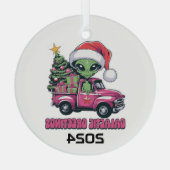 Alien Galactic Greetings Ornament Aus Glas (Rückseite)