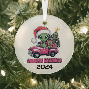Alien Galactic Greetings Ornament Aus Glas