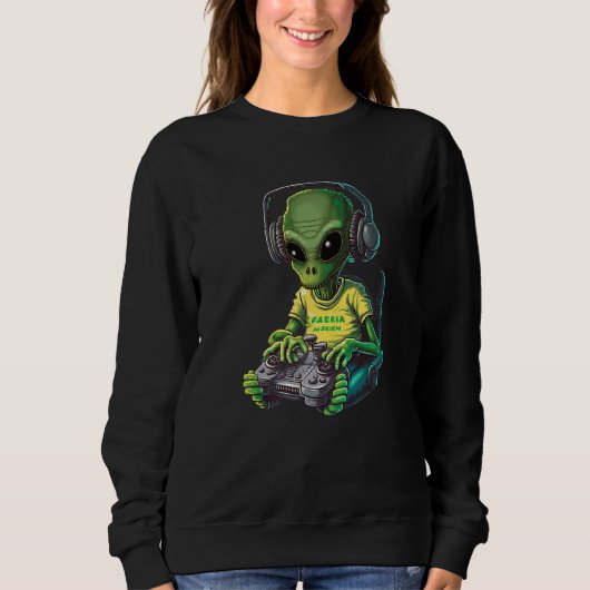 Alien Gamer Video Games Boys Kids Teens Gaming Gra Sweatshirt (Vorderseite)