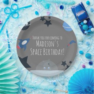 Alien Geburtstag Blau Pappteller Weltraum Thema