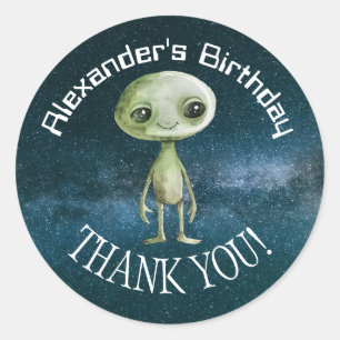 Alien-Geburtstagsfeier-Aufkleber Runder Aufkleber