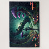 Alien geht durch einen Alien-Garten Puzzle (Vertikal)