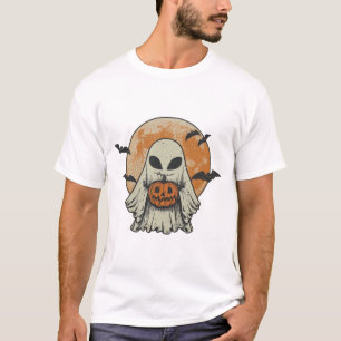 Alien-Geist-Kürbis-Halloween-Vintage-Gruselige Nac T-Shirt